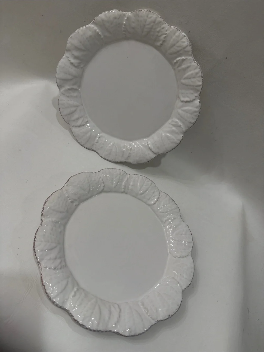Sur La Table Cabbage 2 White Porcelain Scalloped Ruffled 8 In Bread Plate Sauce